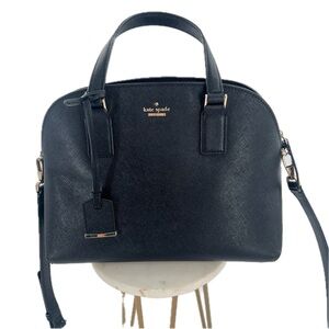 Kate Spade New York Cameron Street Large Lottie Satchel Crossbody Black Leather